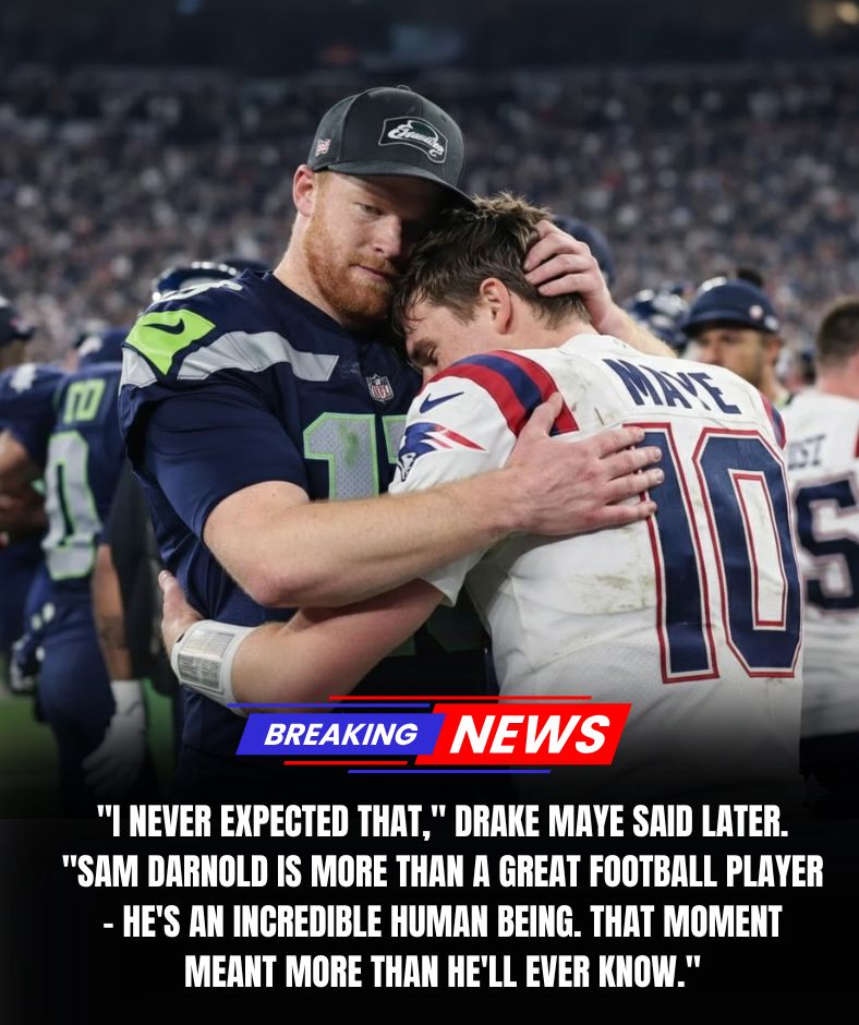 “HE SAT ALONE… UNTIL THIS HAPPENED.” — The Super Bowl Moment Between Drake Maye and Sam Darnold That Silenced the Stadium – xuu